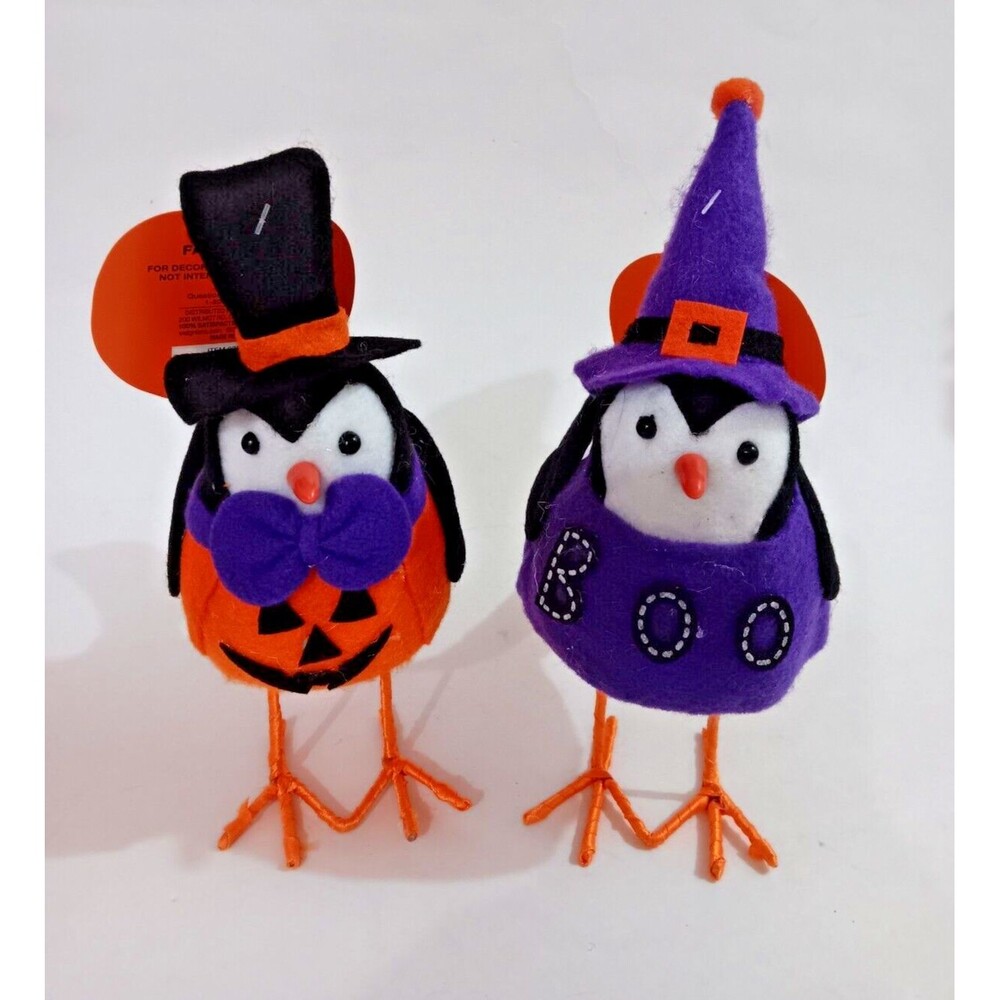 Happy Halloween Fabric Bird Set Of 2 NWT